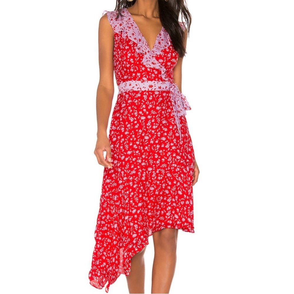Parker Red Floral High Low Dress